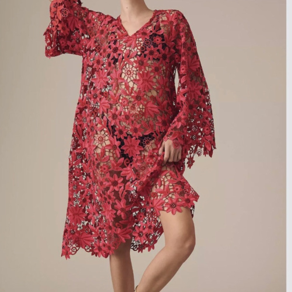 Maeve by Anthropologie Floral Lace Kimono One Size
